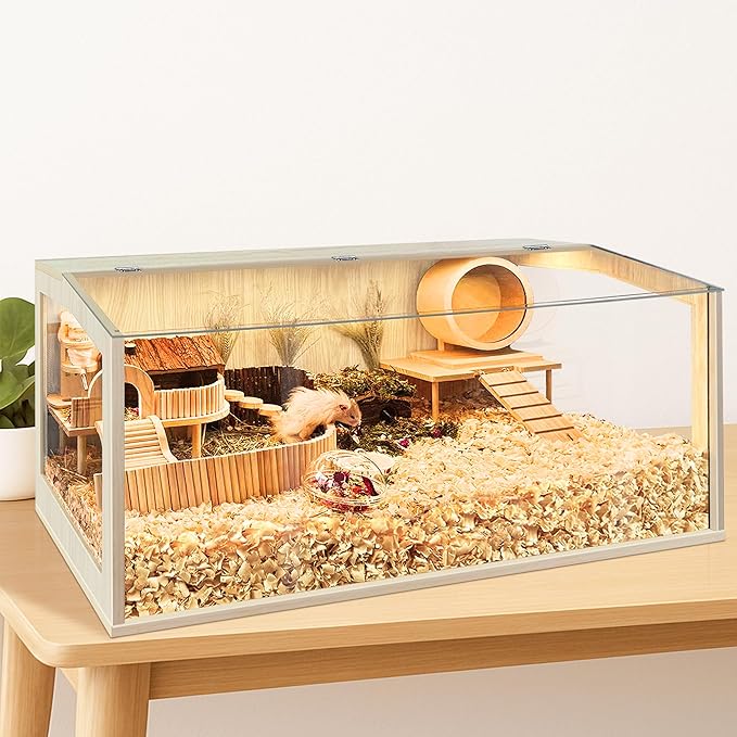 Hamster Cage Chew Proof, Guinea Pig Cages, Mice and Rat Habitat Openable Top, Hamster Habitat Solid Built