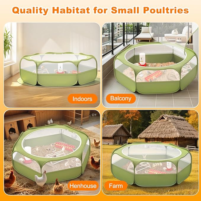 Pawaboo 6-in-1 Chicken Brooder Box for Chick Starter Kit, Includes Pet Cage Tent, Brooders Heating Plate, Chicks Perch, Feeder and 1.1L Chick Waterer, Baby Chicks Supplies (Brooder Set)