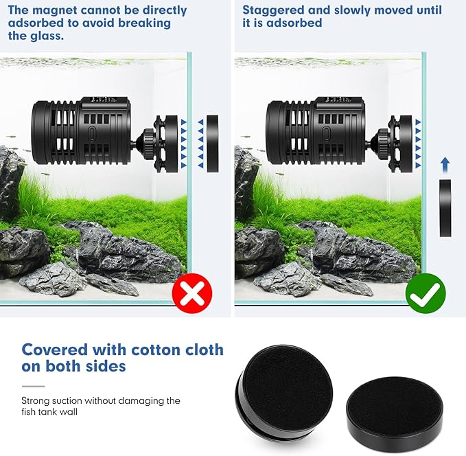 hygger 1850GPH Aquarium Wave Maker Pump with Strong Magnetic Suction Base, Ultra-quiet 360 Degree Rotating Submersible Power Head,for 60-130 Gal Freshwater Saltwater Tank