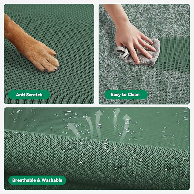 Elevated Dog Bed Raised Outdoor Dog Cot for Large Dogs, Installation Requires No Tools, Frame with Washable Cooling Breathable Mesh Anti-Slip Feet, Indoor Pet Bed, Green, 43.3 Inches