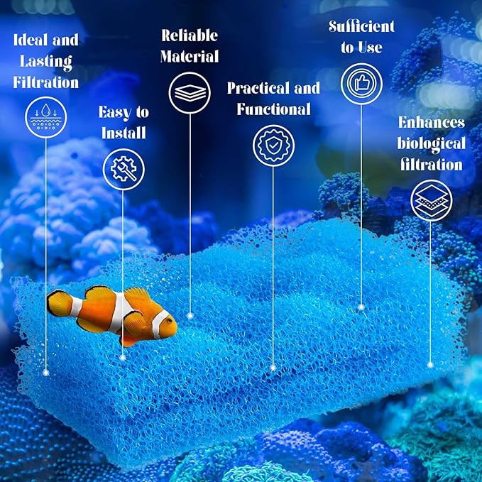 Maxcheck 10 Pack Compatible with 106/107 Blue Bio Sponge Value, Replacement Filter Media Sponge Pads for Aquarium
