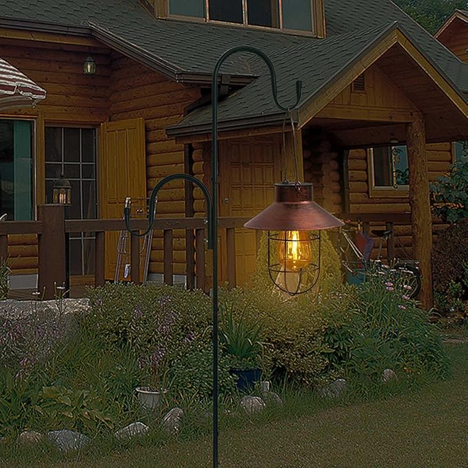 MIPON 78 Inch Double Shepherds Hooks for Outdoor Bird Feeder,Hanging Plants,Solar Light,Adjustable 78/62/46/30 Inch,3/4 Inch Width Garden Shepards Hook