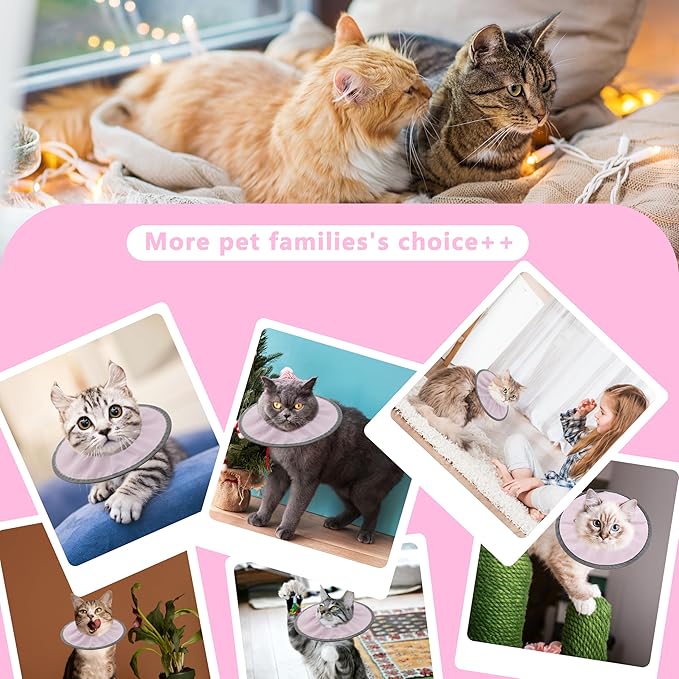 Lightweight Cat Cone Collar Soft, Soft Comfortable Cat Recovery Collar After Surgery, Elizabethan E Collar for Cats, Cone for Cats to Stop Licking (Pale Pink, Medium)