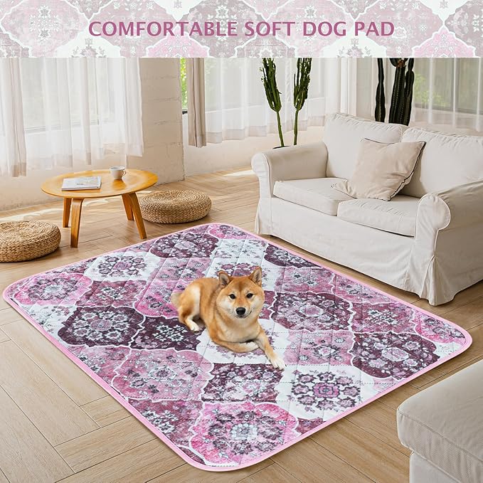 IEUUMLER Washable Pee Pads for Dogs, 1 Pack Reusable Pee Pads for Dogs Non-Slip Grip, Super Absorbent Waterproof Puppy Pads for Potty Training, Playpen, Crate, Whelping Box EU011 Pink, 71x71