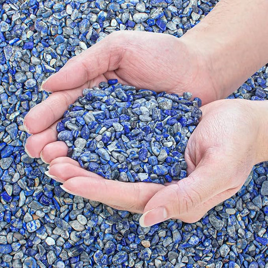 Crystals Chips Bulk Crushed Quartz Lapis Lazuli Stones 0.5 Lb/230g, Natural Irregular Shaped Healing Gravels Pebbles Decorative Stones for Fish Tank||Vase Filler|Succulent Plants Decor