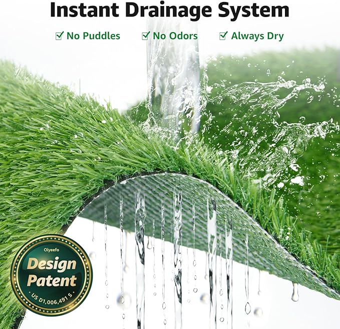 Dog Grass Pad with Tray,35.5” x 23.6” Indoor Dog Potty System 2 Pics Replacement Artificial Grass Mats-5 Pics Disposable Puppy Pads,for Puppy Training Apartment,Balcony and Apartment Use