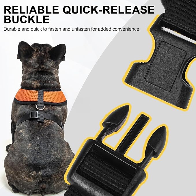 BINGPET No Pull Dog Harness, Soft Mesh Breathable All Weather Vest, Safety Protection Design, Durable Adjustable Step-in Easy Walk Dog Harness for Large Dogs (Orange, L)