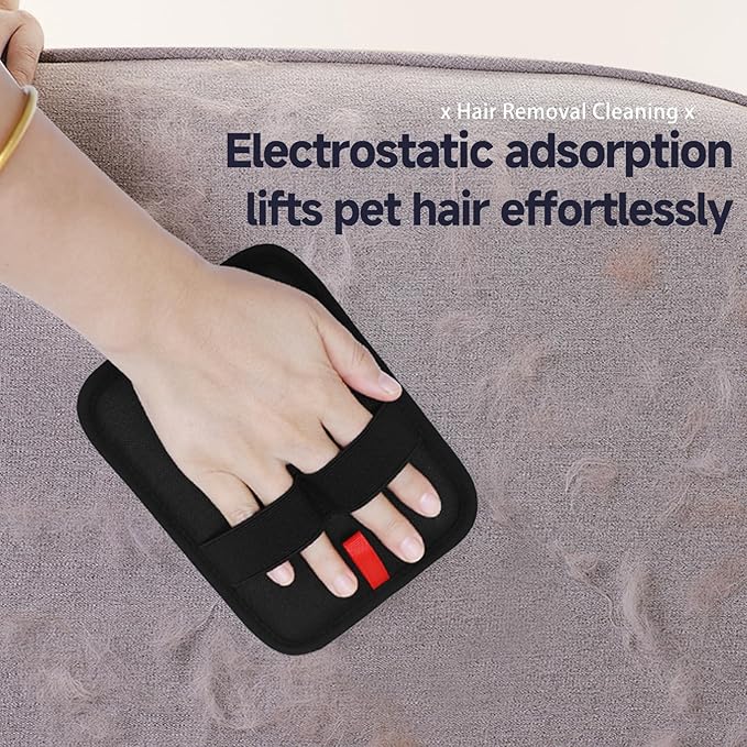2-in-1 Pet Grooming Glove & Fabric Hair Remover - Reusabie, Silicone Massage Bristles,Static Adhesion for Quiuck Shedding Control,Safe for Dogs & Cats