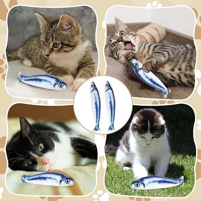 Catnip Saury Fish Toys,6pcs Cat Teething Chew Plush Toys for Pet Cat Lovers Relieve Stress Gifts Teething Chew Indoor Outdoor