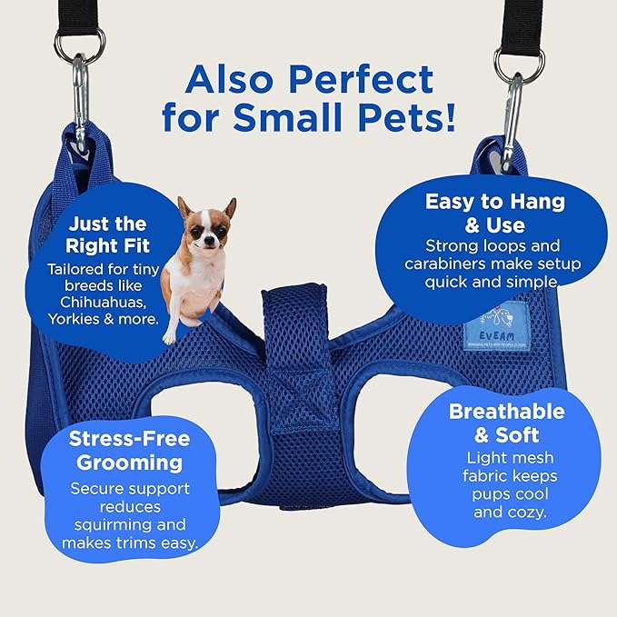 Pet Grooming Hammock for Cats & Small Dogs – Nail Clipping Kit with Sling, Clippers, File, Glove, Straps & Carabiners – Ideal for Trimming & Ear Cleaning – [S/XS] (Pink, Small)