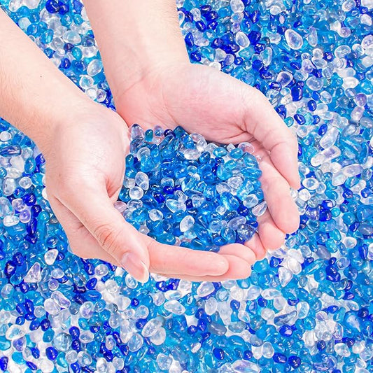 Keedolla 3 Lb Blue Mix Color Aquarium Fish Tank Rocks Gravel, 6-9mm Glass Gemstones Aquarium Decor Rocks Fish Tank Pebbles Vase Fillers