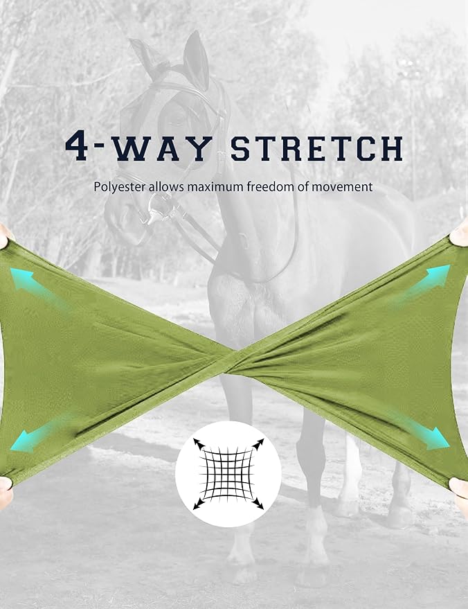 Horse Fly Mask with Ears, UV Protection for Horses, Elasticity with Big Mesh Eye Covers, Snug Fitting Comfortable Breathable Lightweight for Horses Olive Green Cob