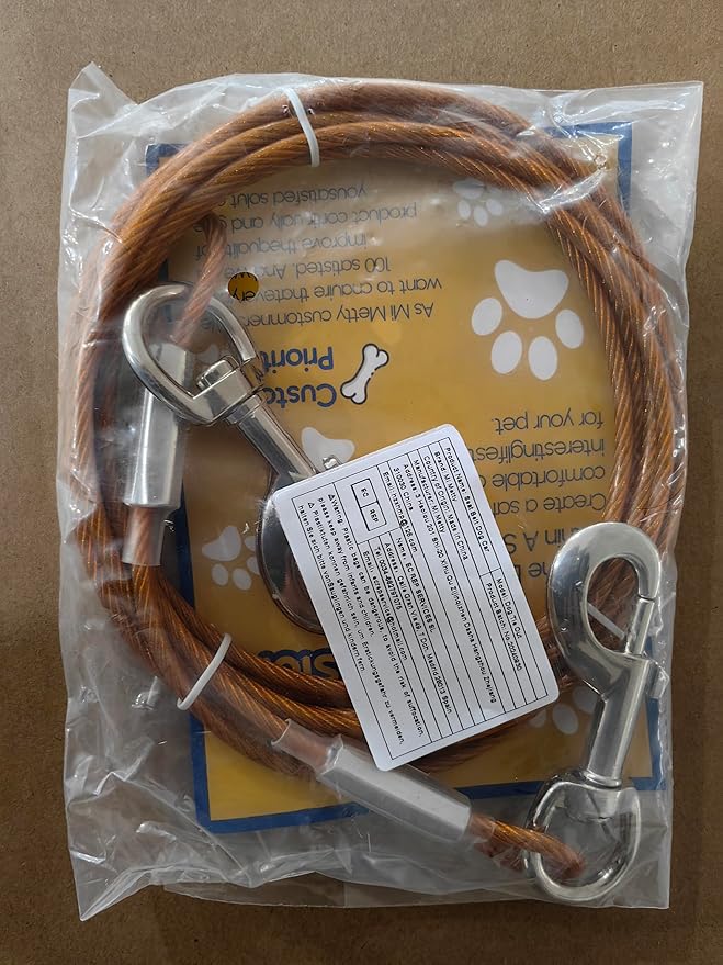 Dog Tie Out Cable,50ft Dog Lead-Heavy Duty Tie Out Cable for for Large Dogs Up to 125lbs-Dog Chain for Yard-Outside Dogs Runner Tether Line