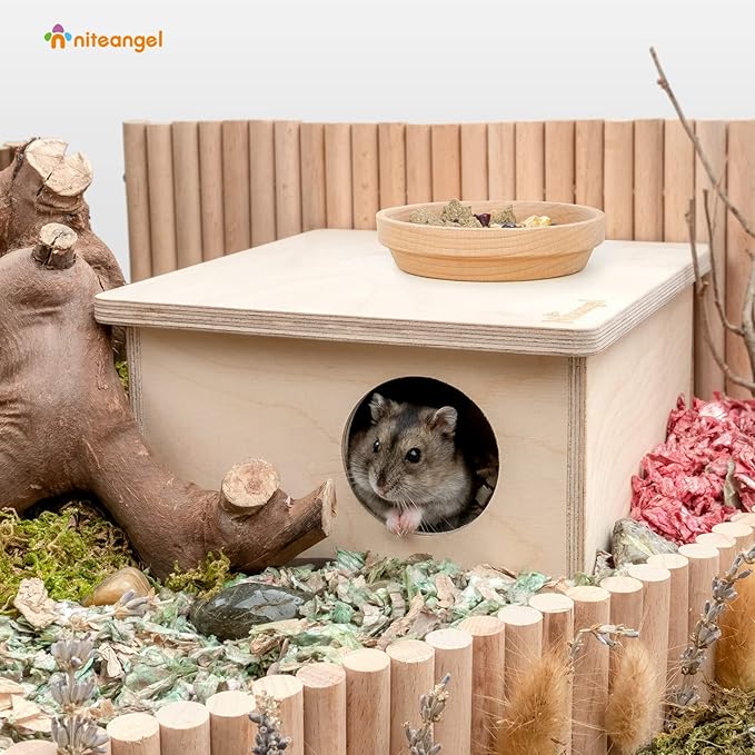 Niteangel Birch Chamber-Maze Hamster Hideout - Small Pets Woodland House Habitats Decor for Hamster Mice Gerbils Mouse