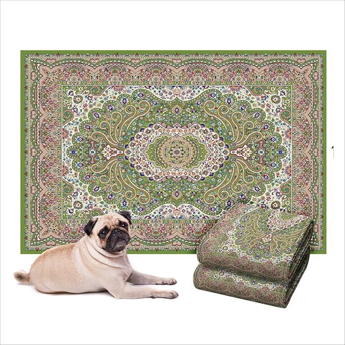 LOVEWAG Washable Dog Pee Pads, 24" x 36", 3 Waterproof, Non-Slip, Super Absorbent, Reusable Machine-Washable, 2-Pack (Peacock Garden)