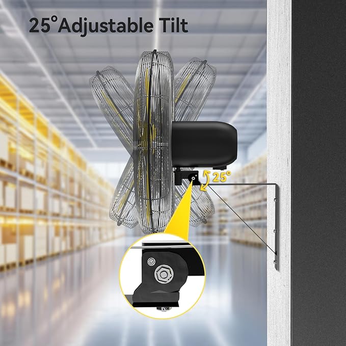 30 Inch Industrial Wall Mount Fan Oscillating with 2 Pack, 8900 CFM Commercial Metal Wall Fans with Poweful Motor, 3 Speed, Heavy Duty Construction Indoor for Warehouse, Workshops UL Listed