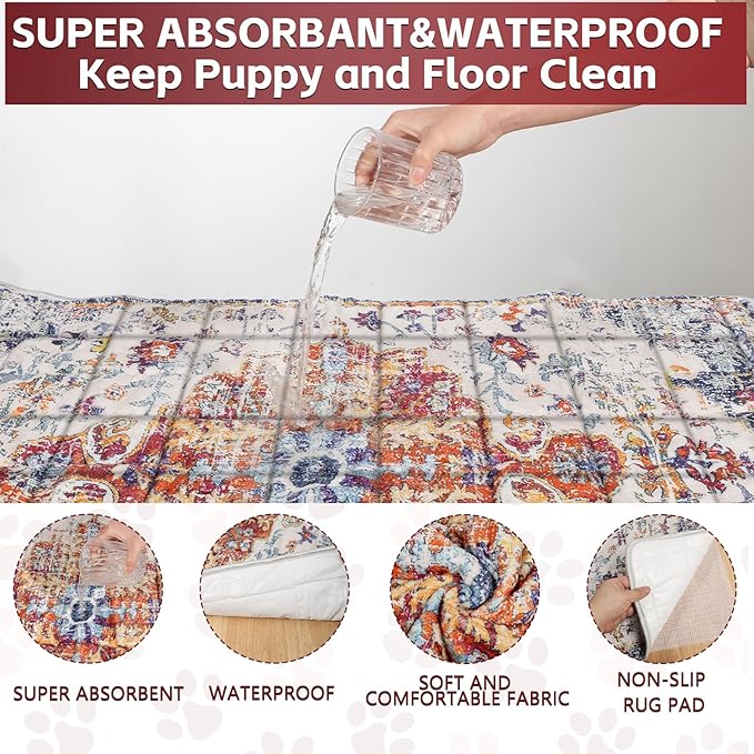 Washable Thickened Pee Pads for Dogs, 2 Pack (36"x42") Upgrade Reusable Puppy Pads with Non-Slip Rug, Super Absorbent Leakproof Puppy Training & Whelping Pads for Dogs, Doggie