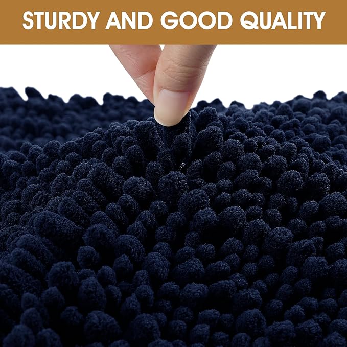 IM HOME Extra Large 71" x 25" Navy Blue Dog Door Mats for Muddy Paws, Chenille Absorbent Dog Mat, Non Slip Heavy Mud Mat for Dogs, Soft Pet Bed Mat for Entryway, Mud Paws, Inside Floor