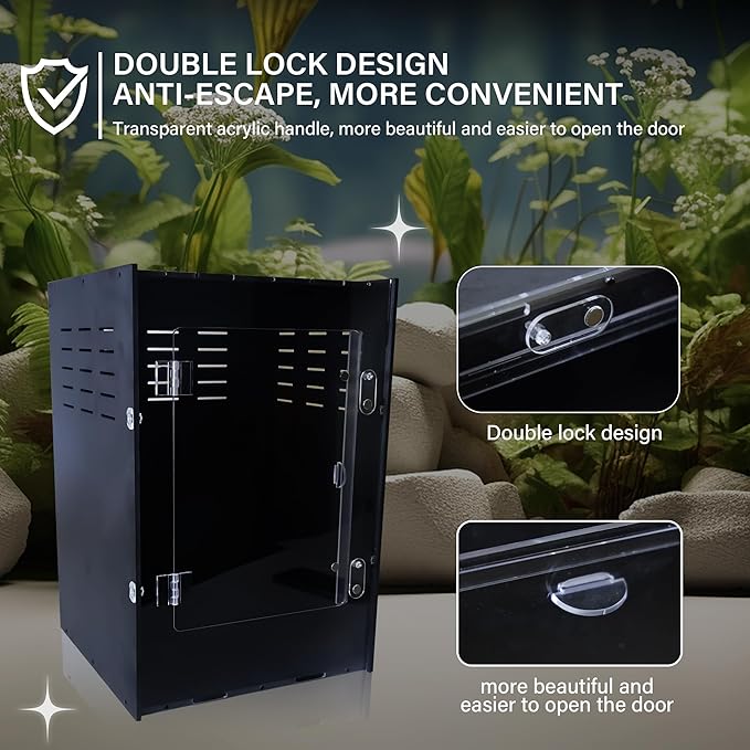 Reptile Enclosure for Crested Gecko – 12x12x18 Acrylic Reptile Tank for Gecko, Snake, and Lizard – PVC Terrarium for Small Pets