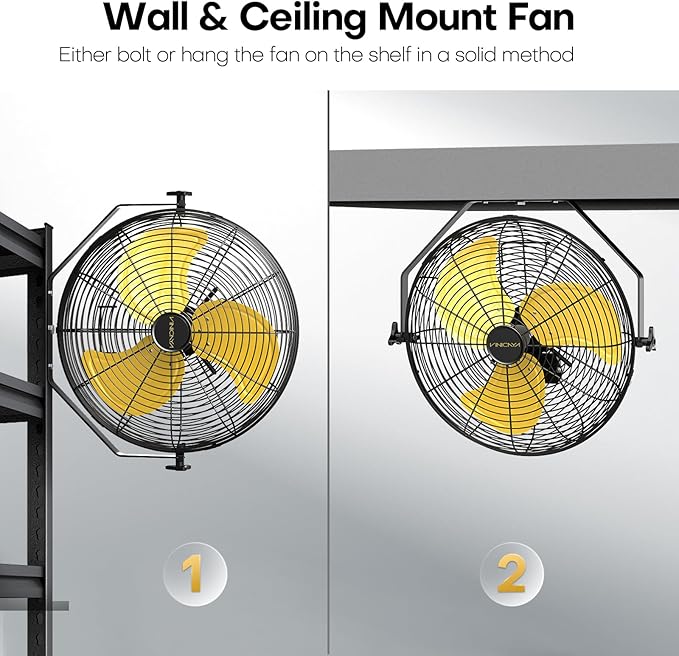 18 Inch Industrial Wall Fan, 4800 CFM Metal Wall Mount Fans with Poweful Motor, 3 Speed, Heavy Duty Fan Indoor for Covered Patio, Greenhouse, Gazebo, and Garage, UL Listed