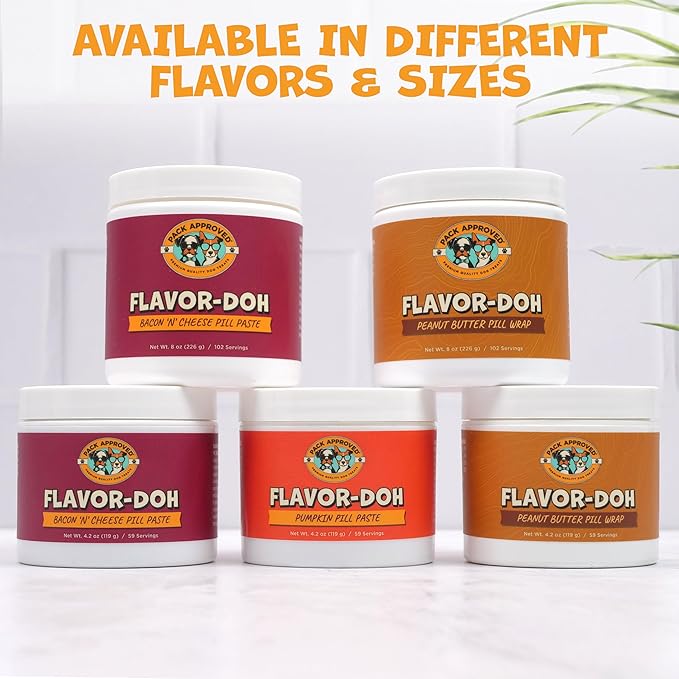 Flavor-Doh - Flavored Pill Wrap for Dogs to Hide Capsules, Create Pockets, and Form Pill Treats for Dogs - Easy-to-Use Treat Paste for Pet Medicine - Peanut Butter (8oz)
