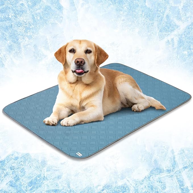 PetAmi Waterproof Cooling Mat for Dog, Premium Pet Cooling Blanket for Bed Crate, Anti Slip Indoor Dog Cool Pad for Sleeping, Q-MAX Large Sofa Couch Cover Mat for Cat, Light Blue, 40x60