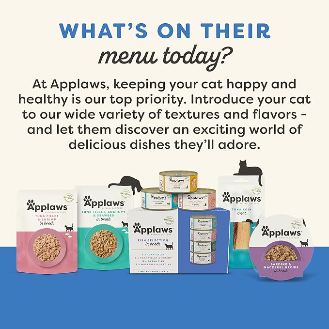 Applaws Natural Wet Cat Food in Gravy, Limited Ingredient Canned Wet Cat Food, No Additives, Made with Natural Ingredients, Fish Selection in Gravy Cans (12 x 5.5oz Cans)
