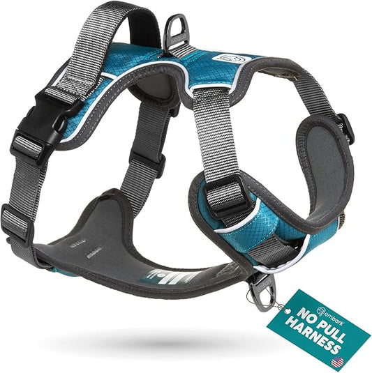 Embark Adventure Dog Harness, Reflective Trim XL Dog Harness for Extra Large Dogs No Pull - Military Grade Nylon, 2 Leash Clips & Gel Lined Handle. Soft & Padded Puppy