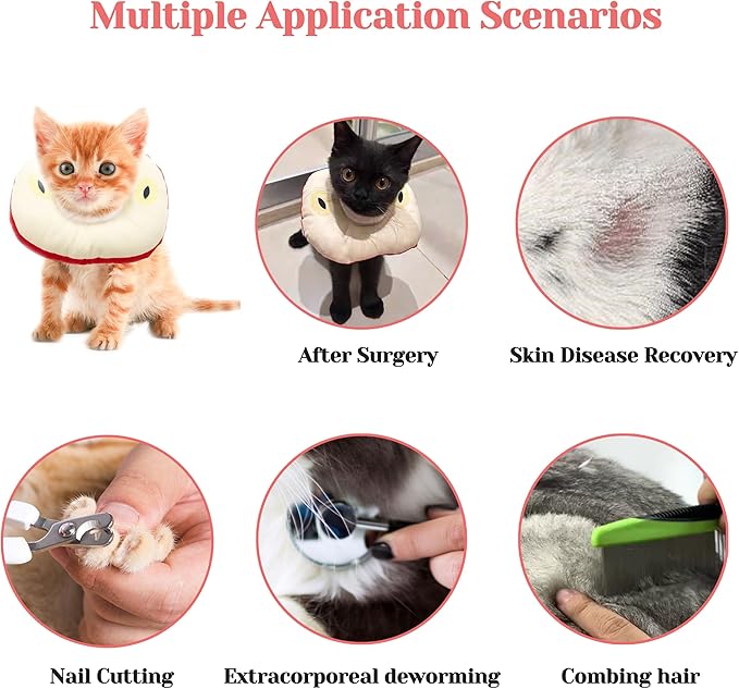 Kitten Cones After Surgery 0-6 Months, Donut Extra Small Kittern Cone Collar Soft to Stop Licking Neck, Elizabethan e Collar for Recovery (S for Kitten [Neck: Up to 7.5"] - Apple)