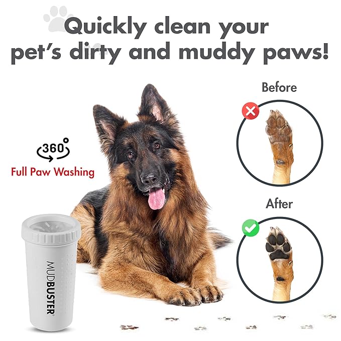 Dexas MudBuster Portable Paw Cleaner for Dogs, Large, Bright White Special Edition, Premium Pet Supplies and Accessories