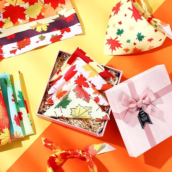 Abbylike 200 Pcs Fall Dog Bandanas Bulk Maple Leaves Bandanas for Dog Pet Triangle Kerchief Bibs Scarf for Fall Autumn Thanksgiving Costume Photo Props Accessories Pet Shops Adoption Events, 25 Styles