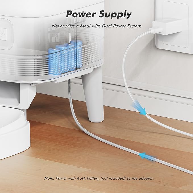 Automatic Cat Feeder - Nityers 4L Timed Cat Dry Food Dispenser, Programmable Portion Size,1-6 Meals Per Day, Dual Power Supply, Detachable Washable, Auto Pet Feeder for Cats and Small Dogs