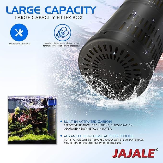 Water Pump 320 GPH 3-in-1 Submersible Internal Filter Aquarium Powerhead Water Pump Ultra Quiet for Aquarium,Fish Tank-3 Pack