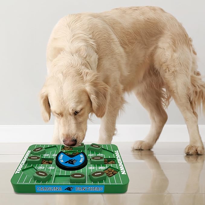 Pets First NFL Carolina Panthers Large Puzzle Toy, Interactive Treat Dispenser, Slow Feeding Toy for Dogs