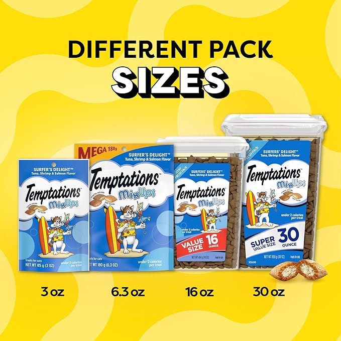 Temptations MixUps Surfer's Delight Flavor Crunchy and Soft Cat Treats, 16 oz. Tub