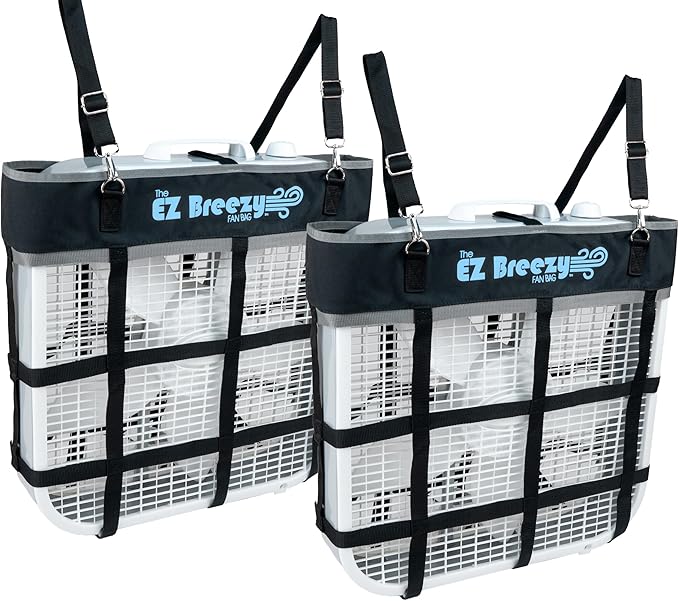 Southwestern Equine EZ Breezy Box Fan Holder, Horse Stall Classic Fan Bag, Stable Supplies, Horse Fan (2 Pack Black)