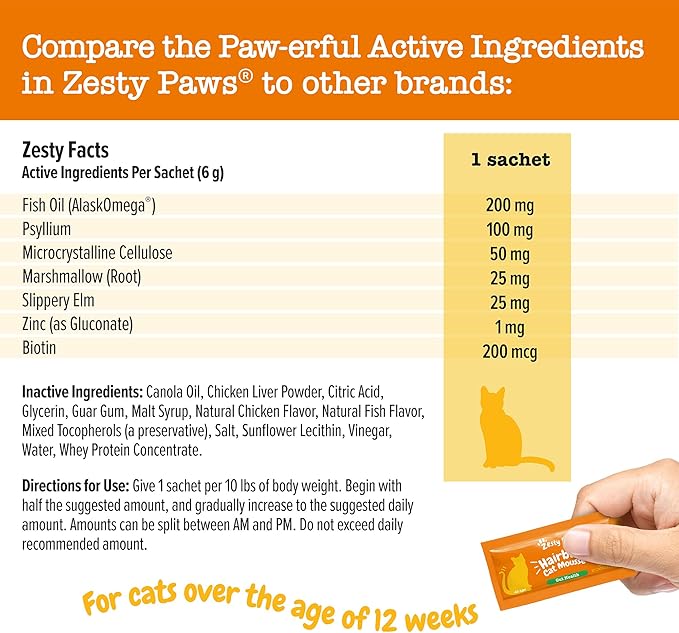 Zesty Paws Hairball Cat Mousse - Lickable Cat Treats Squeeze Up - Squeeze Furball Control - Puree Tube Treats for Digestive Support - Skin & Gut Health - Chicken 3ct