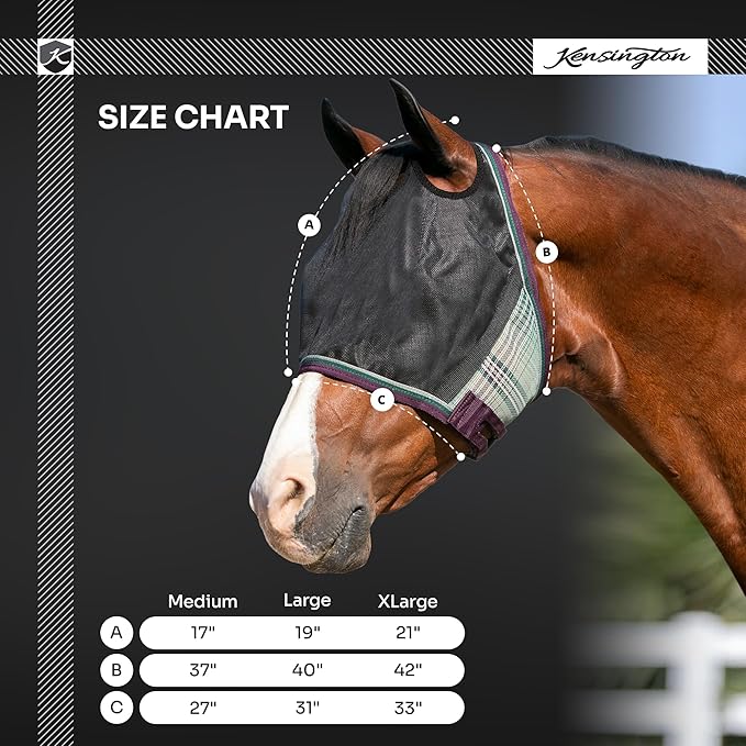 Kensington 90% UV Fly Mask CatchMask UViator - Without Ears & Forelock Freedom Web Trim Size: X.Large Color: 2017 - Lavender Mint