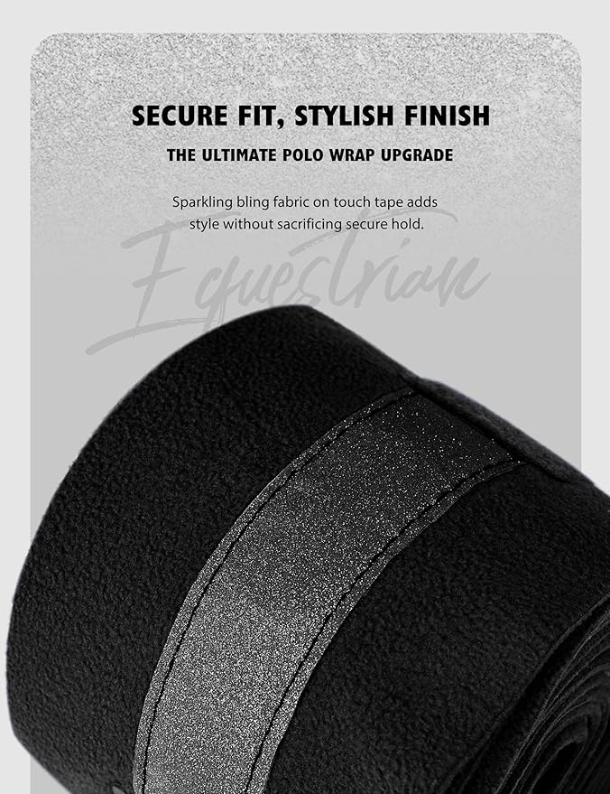 Harrison Howard Horse Polo Wraps Upgrade with Bling Leg Wraps for Horses 4-Pack Fleece Leg Wraps Stable Supplies Black M