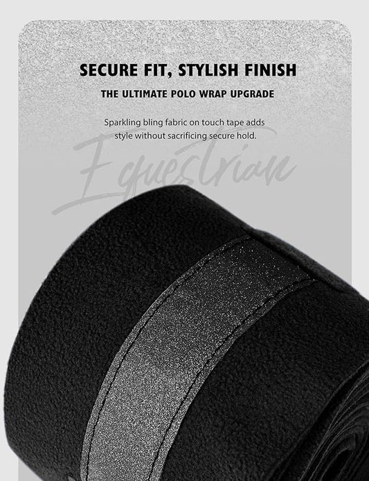 Harrison Howard Horse Polo Wraps Upgrade with Bling Leg Wraps for Horses 4-Pack Fleece Leg Wraps Stable Supplies Black L
