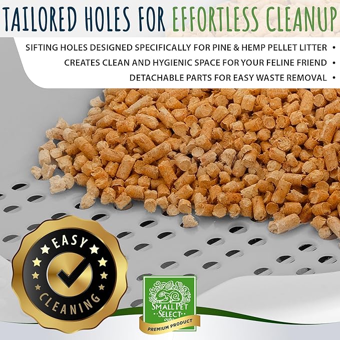 Small Pet Select - Sifting Cat Litter Box, with 5 Pee Pads and Litter Scoop, Premium System for Cats and Other Small Animals, Tidy and Easy to Clean with Drawer, Scoop, and Removable Tray