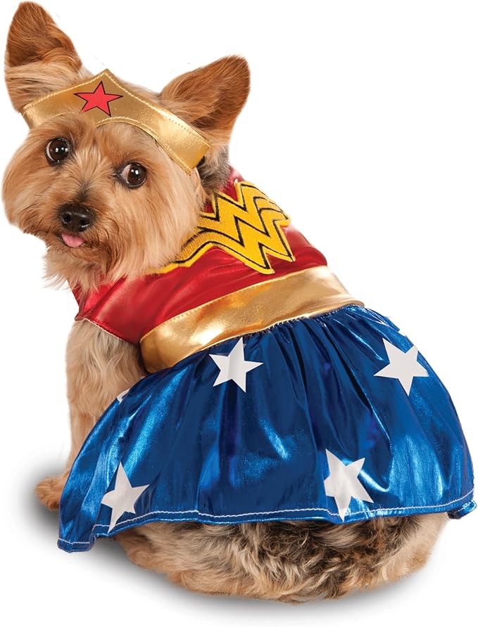DC Comics: Wonder Woman Pet Costume for For Dogs or Cats by Rubies, Small