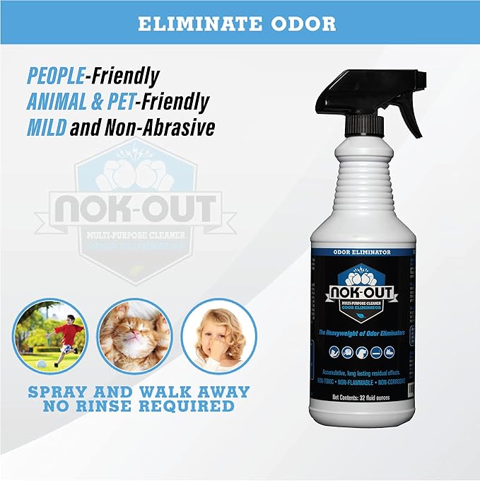 NOK OUT Odor Remover, Pet Deodorizer and Cleaning Spray, Made in the USA, 32 Fluid Ounce Spray, 6-Pack