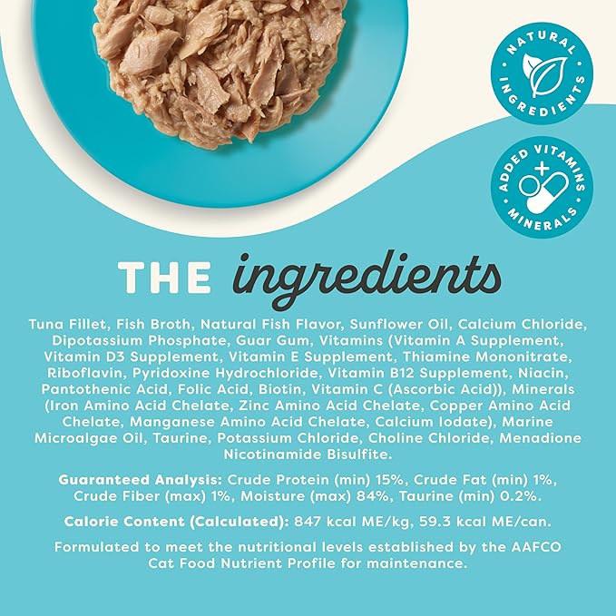 Applaws Vitality Wet Cat Food in Broth, Natural Canned Cat Food, Wet Food for Cats with Added Vitamins and Minerals, Grain Free, Carrageenan Free, Tuna Fillet in Broth (24 Count, 5.5oz Cans)