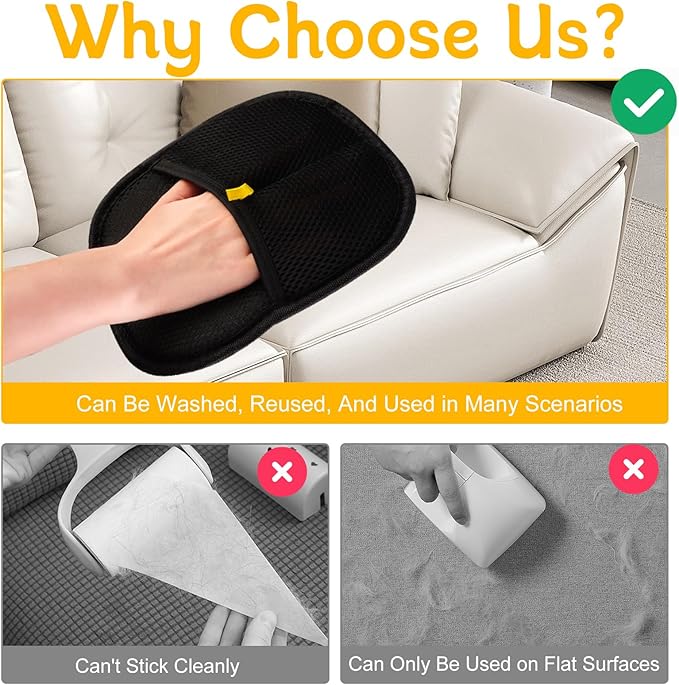 (3PCS) Pet Hair Remover Glove, 2025 New Efficient Grooming Gloves for Pet Hair, Pet Hair Remover Gloves for Dog & Cat, Reusable Pet Hair Remover Glove for Washing, Deshedding, Grooming