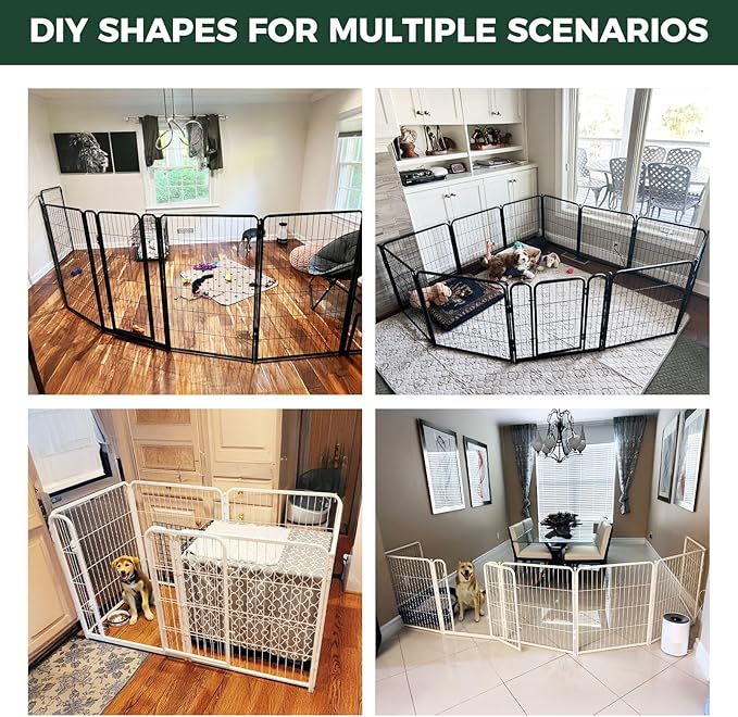 FXW Homeplus Unleashed Indoor Dog Playpen - Stress-Free and Safe Play, Heavy Duty 32 Inch 6 Wire Panels Dog Pen for Small and Medium Dogs, White│Patented