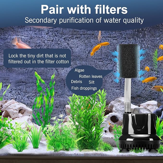 UNEAK 2-Pack Large Premium Pre Filter Sponge Aquarium Intake High-Porosity Foam Roll Fish Tank Shrimp Beta Baby Fish Replacement Foam Cover Filtration Freshwater Saltwater 5-20 Gallons Easy to Clean