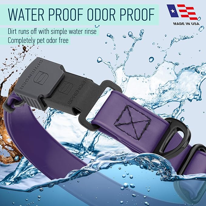 Dogline Biothane Waterproof Dog Collar with Herm Sprenger Black Stainless Steel Quick Release Buckle – Heavy Duty Tactical Durable Collar for Dogs – Comfortable and Safe Pet Collar, W 3/4" L 12-19"