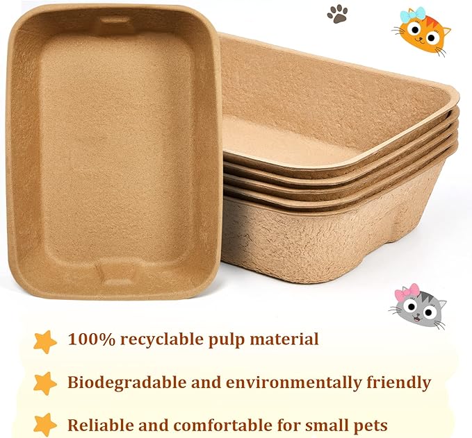 Tessco 5 Pack Small Disposable Litter Box Kitten Disposable Cat Litter Tray 16.1 x 11.2 x 3.7 Inch Paper Box for Indoor Outdoor Small Animals Cat, Hamster, Guinea Pig, Mice, Bunny and More