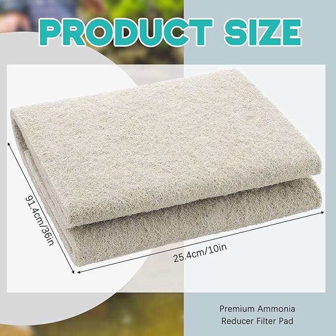 Treela 10 x 36 Inch Ammonia Reducer Filter Pad Fish Tank Filter Pads Ammonia Remover Aquarium Cut to Fit for Aquariums and Pond Reducing Infused Media Pad